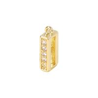 Cubique Pendentif en laiton zircon pavent, rectangle, Placage de couleur d'or, pavé de micro zircon & pour femme Vendu par PC