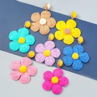 Fashion Create Jewelry Earring, Zinc Alloy, with Rafidah Grass, Flower, fashion jewelry & for woman 