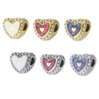 Stainless Steel Large Hole Beads, 316 Stainless Steel, with Opal, Heart, Vacuum Ion Plating, DIY & with rhinestone Approx 4mm 