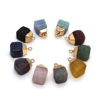 Gemstone Brass Pendants, with Brass, irregular, gold color plated, DIY 