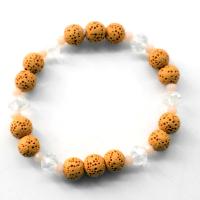 Lava Bead Bracelet, with Crystal, Round, Unisex .09 Inch 