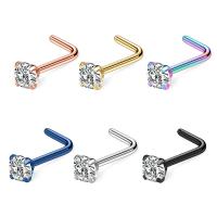 Stainless Steel Nose Piercing Jewelry, Titanium Steel, with Cubic Zirconia, Vacuum Plating, fashion jewelry & for woman 