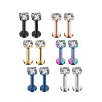 Boucles d'oreilles en acier titane, avec zircon cubique, Placage sous vide, bijoux de mode & normes différentes pour le choix & pour femme, plus de couleurs à choisir, Vendu par PC