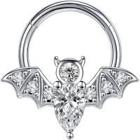 304 Stainless Steel Nose Piercing Jewelry, with Brass, Bat, plated, fashion jewelry & micro pave cubic zirconia 