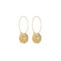 Boucles d'oreilles en acier titane, Placage de couleur d'or, styles différents pour le choix & pour femme & avec strass, 43mm, Vendu par paire