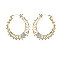 Acier titane boucle d'oreille cercle, Placage de couleur d'or, pour femme & avec strass & creux Vendu par paire