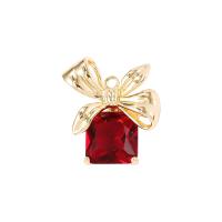 Cubique Pendentif en laiton zircon pavent, Placage de couleur d'or, pavé de micro zircon, rouge Vendu par PC