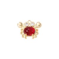 Cubique Pendentif en laiton zircon pavent, avec pierre gemme, crabe, Placage de couleur d'or, pavé de micro zircon, rouge Vendu par PC