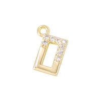 Cubique Pendentif en laiton zircon pavent, rectangle, Placage de couleur d'or, pavé de micro zircon & creux Vendu par PC