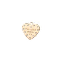 Cubique Pendentif en laiton zircon pavent, coeur, Placage de couleur d'or, avec le motif de lettre & pavé de micro zircon Vendu par PC