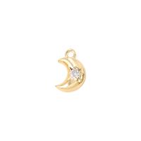 Cubique Pendentif en laiton zircon pavent, lune, Placage de couleur d'or Vendu par PC