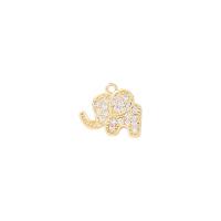 Cubique Pendentif en laiton zircon pavent, éléphant, Placage de couleur d'or, pavé de micro zircon Vendu par PC