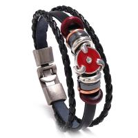 Leder Armband, mit Zinklegierung, plattiert, Modeschmuck & verschiedene Stile für Wahl & Emaille, keine, verkauft von PC