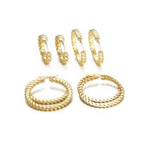 Acier titane boucle d'oreille cercle, Placage de couleur d'or, styles différents pour le choix & pour femme, Vendu par paire