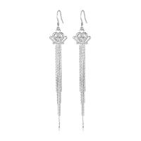 Brass Drop Earring, platinum plated, micro pave cubic zirconia & for woman 