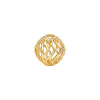 Brass Spacer Beads, Round, gold color plated, hollow 