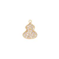 Cubic Zirconia Micro Pave Brass Pendant, Calabash, gold color plated, micro pave cubic zirconia 