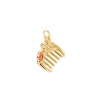 Enamel Brass Pendants, Comb, gold color plated 