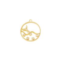 Cubic Zirconia Micro Pave Brass Pendant, gold color plated, micro pave cubic zirconia & hollow 