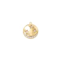 Cubique Pendentif en laiton zircon pavent, Plat rond, Placage de couleur d'or, pavé de micro zircon Vendu par PC