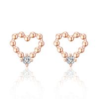 Cubic Zirconia Micro Pave Brass Earring, Heart, plated, micro pave cubic zirconia & for woman 