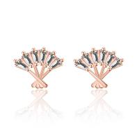 Cubic Zirconia Micro Pave Brass Earring, Fan, plated, micro pave cubic zirconia & for woman 