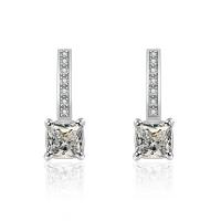 Cubic Zirconia Micro Pave Brass Earring, platinum color plated, micro pave cubic zirconia & for woman 