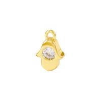 Cubic Zirconia Micro Pave Brass Pendant, Hand, gold color plated, micro pave cubic zirconia 