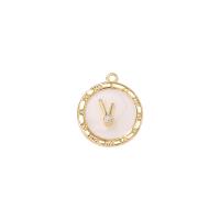 Cubic Zirconia Micro Pave Brass Pendant, gold color plated, micro pave cubic zirconia & enamel 