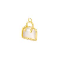 Cubic Zirconia Micro Pave Brass Pendant, with Cats Eye, Handbag, gold color plated, micro pave cubic zirconia 