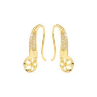 Brass Hook Earwire, gold color plated, DIY & micro pave cubic zirconia 