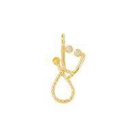 Cubic Zirconia Micro Pave Brass Pendant, gold color plated, micro pave cubic zirconia & hollow 