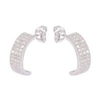 Cubic Zirconia Micro Pave Brass Earring, platinum color plated, micro pave cubic zirconia & for woman 