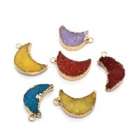 Natürliche Achat Anhänger Druzy, Eisquarz Achat, mit Messing, Mond, goldfarben plattiert, DIY, keine, 15x23mm, verkauft von PC