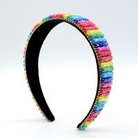 Banda del Pelo, Pana, Joyería & para mujer & con diamantes de imitación, colores del arco iris, 30mm, Vendido por UD