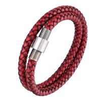 Cuir bracelet, avec Acier inoxydable 304, Placage de couleur argentée, bijoux de mode & longueur différente pour le choix, plus de couleurs à choisir, Vendu par PC