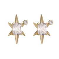 Cubic Zirconia Micro Pave Brass Earring, gold color plated & micro pave cubic zirconia & for woman 