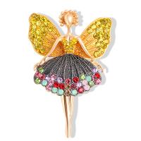 Broche de diamantes de imitación de la aleación de Zinc, Bailarina, chapado en color dorado, para mujer & con diamantes de imitación, más colores para la opción, 35x35mm, Vendido por UD