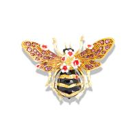 Broche de diamantes de imitación de la aleación de Zinc, Abeja, chapado en color dorado, Esmalte de Esmalte Pintado a mano & para mujer & con diamantes de imitación, más colores para la opción, 58x42mm, Vendido por UD