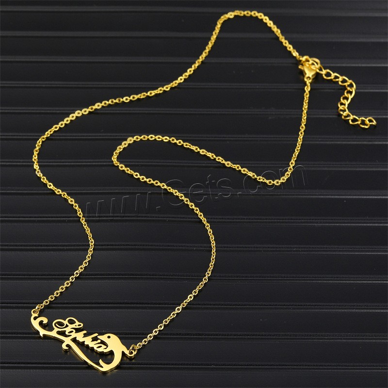 Collier de bijoux en acier inoxydable, Acier inoxydable 304, avec 1.97inch chaînes de rallonge, dauphin, Placage ionique sous vide, Chaque texte personnalisé doit être inférieur à 10 lettres & bijoux de mode & pour femme, plus de couleurs à choisir, Longueur:Environ 17.72 pouce, Vendu par PC