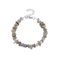 Pulsera De Astilla de Piedra Preciosa , Grava natural, con aleación de zinc, chapado en color de plata, diferentes materiales para la opción, más colores para la opción, 5-8mmm, longitud:7.87 Inch, Vendido por UD