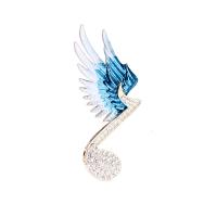 Broche émail, alliage de zinc, Placage de couleur d'or, avec strass, bleu Vendu par PC