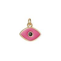 Enamel Brass Pendants, Eye, gold color plated 