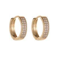 Cubic Zirconia Micro Pave Brass Earring, gold color plated & micro pave cubic zirconia & for woman 