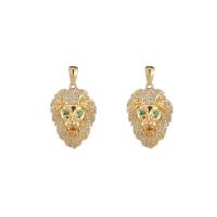 Cubic Zirconia Micro Pave Brass Pendant, gold color plated & micro pave cubic zirconia 