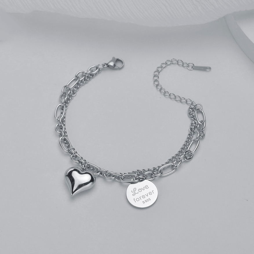 Edelstahl Charm Armband, 304 Edelstahl, mit Verlängerungskettchen von 1.97inch, Vakuum-Ionen-Beschichtung, Jeder benutzerdefinierte Text muss weniger als zehn Buchstaben sein & Modeschmuck & für Frau, keine, Länge:ca. 6.3 ZollInch, verkauft von PC