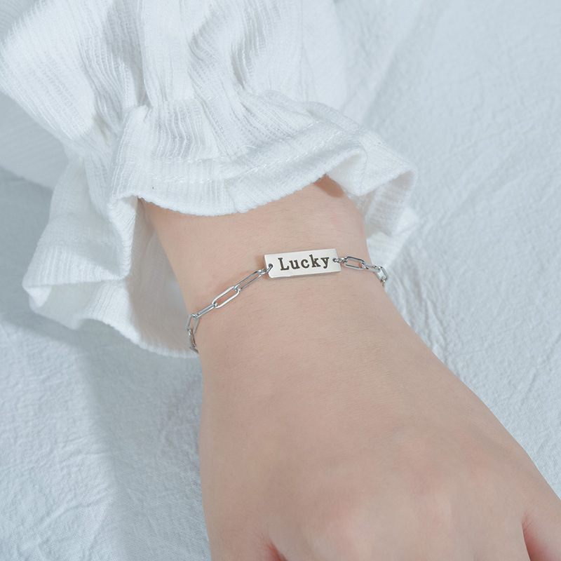 Edelstahl Charm Armband, 304 Edelstahl, mit Verlängerungskettchen von 1.97inch, Vakuum-Ionen-Beschichtung, Jeder benutzerdefinierte Text muss weniger als zehn Buchstaben sein & Modeschmuck & für Frau, keine, Länge:ca. 6.3 ZollInch, verkauft von PC