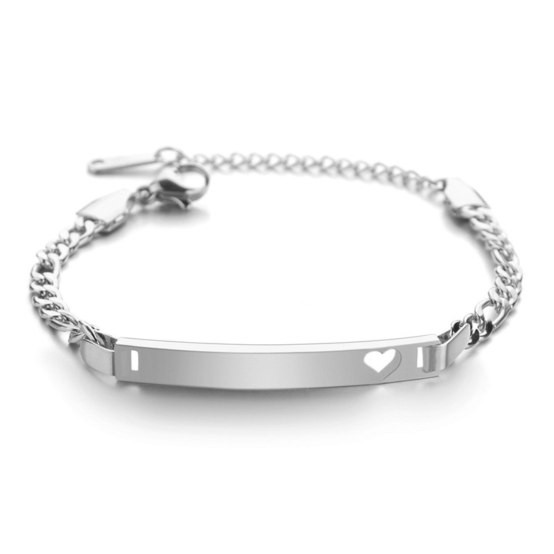 Edelstahl Charm Armband, 304 Edelstahl, mit Verlängerungskettchen von 1.97inch, Vakuum-Ionen-Beschichtung, Jeder benutzerdefinierte Text muss weniger als zehn Buchstaben sein & Modeschmuck & unisex, keine, Länge:ca. 5.91 ZollInch, verkauft von PC