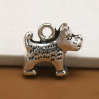 Colgantes Animales de Aleación de Zinc, Perro, chapado en color de plata antigua, Vintage & unisexo, plateado, 13x16mm, Vendido por UD