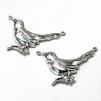 Colgantes Animales de Aleación de Zinc, Pájaro, chapado en color de plata antigua, Vintage & unisexo, plateado, 55x47x5.8mm, Vendido por UD